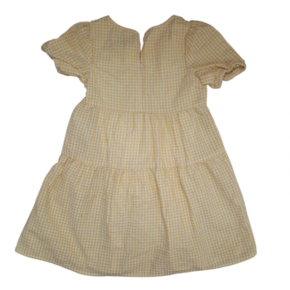 Yellow Gingham Puff Sleeve Dress for Toddler‎ Girls Size 6-7